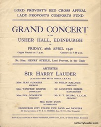 Usher Hall Edinburgh Lord Provost's Red Cross Appeal Programme Bi Fold Apr 26 1940 Cover