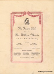 William Morris Friar's Club Dinner Programme April 28 1918 -03